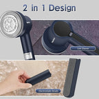 SUPER LINT Electric Fabric Shaver, Sweater Shaver with LED Display, 6-Leaf Blades, Clothes Brush, 3-Speeds for Removing Fuzz and Pill Form Clothing, Couch, Furniture, Navy Blue