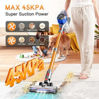 Cordless Vacuum Cleaner for Home - Powerful, 45Kpa Stick Vacuums Lightweight with Detachable Battery Display, Max 45Mins Runtime, 8 in 1 Handheld Vacuum for Hardfloor & Carpets Pet Hair, Y501