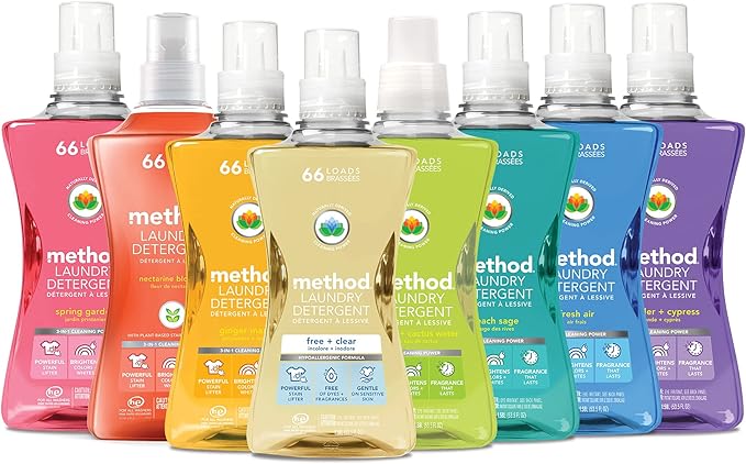 Method Liquid Laundry Detergent; Beach Sage Scent, Stain Remover; ; 66 Loads per 53.5 oz Bottle; (Pack of 1)