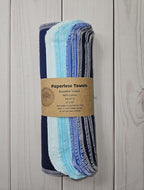 Paperless Towels, 12-12" X 10" Washable Paper Towels, Reusable Paper Towels, 100% Cotton (Blues)