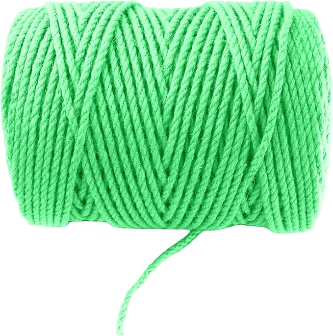 4mm x 400 Feet Light Green Jute Rope, Twine for Gardening Tomato Climbing Plant Tie Floristry Crafts Gift Wrapping Packing Decor