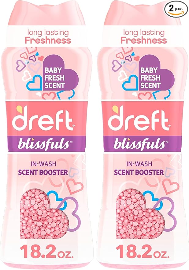 Dreft Blissfuls In-Wash Laundry Scent Booster Beads, Baby Fresh Scent, 18.2 oz (Pack of 2)