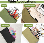 Tool Bag Zipper Pouch, Premium Tool Pouch, Utility Multipurpose Storage Organizer Tool Pouches with Carabiner Metal Zipper for Tools (6 Pack, Tan, Navy Green, Black, Light Brown, Grey, Mocha)