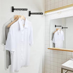 Alise Folding Clothes Hanger Rack,Wall Mounted Clothes Bar-Hanger Holder Hooks Heavy Duty Drying Rack Space Saving Clothing Hanging System Closet Storage Organizer,YHD1008-B Matte Black