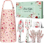 Christmas Stocking Stuffers White Elephant Gifts for Women Adults, Futricy 40th 50th 60th 70th Birthday Gardening Gifts for Mom Grandma Gardener Wife, Garden Tools with Hand Fork Trowel Gloves Apron