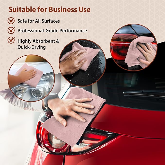 H4N Microfiber Cleaning Cloth Roll, 85 Pack Tear Away Towels, Lint Free, Absorbent, Streak Free, Non-Abrasive, Reusable and Washable Dish Rags for Car and Household Supplies, 11.81x11.81 Inches (Pink)