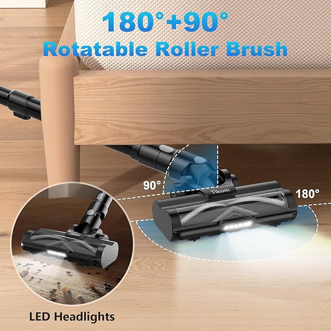 Tikom Cordless Vacuum Cleaner for Home, 40000Pa/450W Stick Vacuum with Charging Wall Dock, Anti-Tangle, Lightweight Handheld Vacuum for Pet Hair, Hard Floor, Carpet, V450