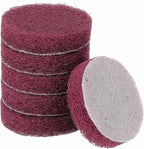 HARFINGTON 6pcs Scrubber Scouring Pads 400 Grits 2 Inch Drill Power Brush Hoop and Loop Surface Conditioning Disc Drill Scuffing Disc Scrub Pads for Home Kitchen Cleaning, Red