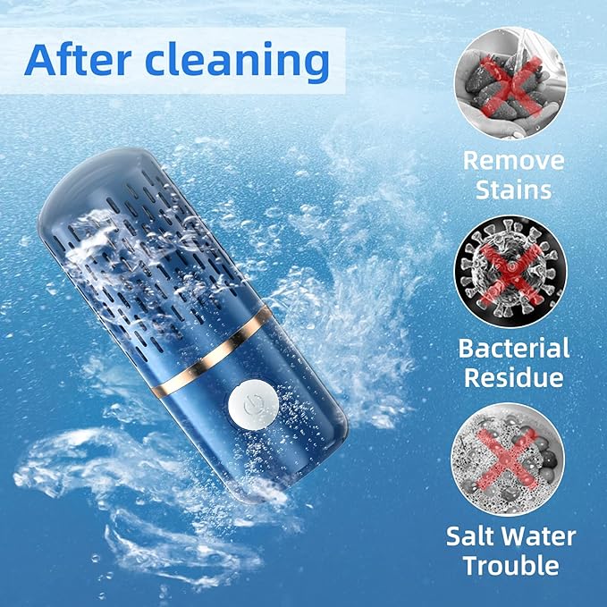 Fruit and Vegetable Cleaning Machine, Fruit and Vegetable Cleaner, USB Wireless Food Purifier, Cleaner Device for Washing Fruits, Vegetables, Rice, Meat and Tableware (Blue), Medium