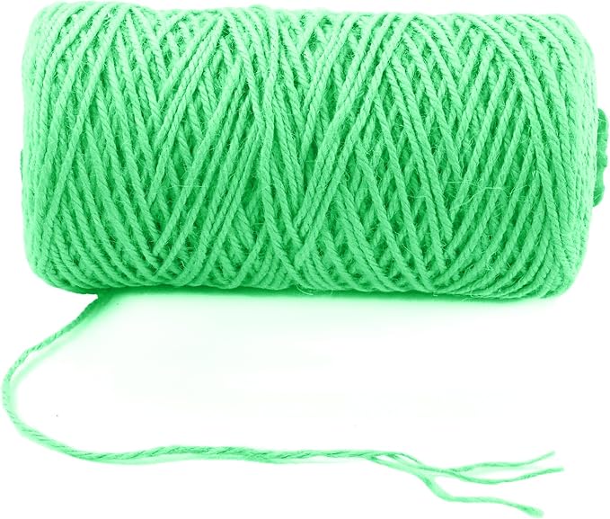3mm x 500 Feet Light Green Jute Rope, Twine for Gardening Tomato Climbing Plant Tie Floristry Crafts Gift Wrapping Packing Decor