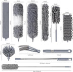 Dusters for Cleaning, Feather Duster Set, 10PCS Duster with Extension Pole Up to 100'' - Extendable, Bendable, and Washable for Ceilings, Chandeliers, and Furniture