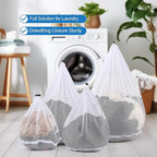 4Pcs Mesh Laundry Bags Washing Machine Mesh Wash Bags for Clothes,Underwear,Lingerie, Bed Linen with Drawstring Closure Sturdy(4 Size)