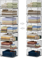 7-Tier Stackable Closet Organizers and Storage Shelves, Foldable Closet Shelf Organizer System, Stackable Storage Bins Drawers for Closet Organizer System, Black(Patent Pending)