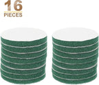HARFINGTON 16pcs Scrubber Scouring Pads 180 Grits 4 Inch Drill Power Brush Hoop and Loop Surface Conditioning Disc Drill Scuffing Disc Scrub Pads for Home Kitchen Cleaning, Green