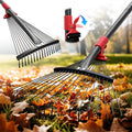 Adjustable Garden Leaf Rake - 58" Heavy Duty Metal Leaves Rake with Expandable Head (8”-17”), Collapsible Kids Rakes for Gardening Beds,Yard,Lawn,Shrub,Small Areas,Pine Needle & Camping Cleaning