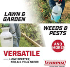 Chapin 20005 Pump Sprayer, 2 Gallon, Lawn and Garden, Hand Pressurized, Anti-Clog Filter, Adjustable Spray Nozzle, Spraying Plants, Watering, Weeds, Fertilizer and Pests, Translucent