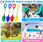 Mototo 4 Pack Beach Shovels, 16'' Plastic Beach Sand Toys Spade Scoop Gardening Tools Kit Sandbox Wooden Handle Spades for Kids Adults Garden Outdoor Snow Backyard Sand Summer (4 Pack, Bright Series)