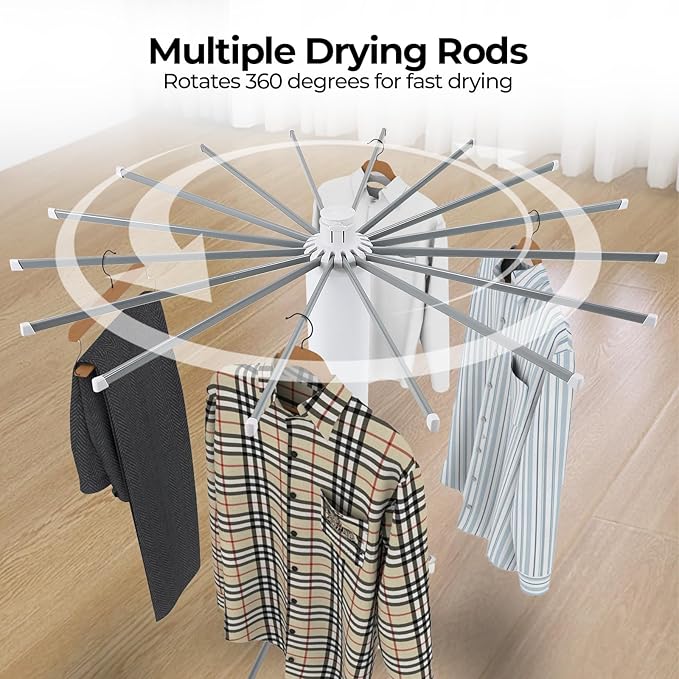 4-Legged Clothes Drying Rack Foldable,Octopus-Shaped Portable Laundry Drying Rack,Outdoor and Indoor Collapsible Drying Rack with 4 Pulleys,2 Tier