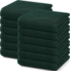 Homaxy 100% Cotton Waffle Weave Kitchen Dish Towels, Ultra Soft Absorbent Quick Drying Cleaning Towel, 13 x 28 Inches, 12-Pack, Blackish Green