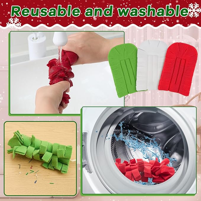 Zubebe 12 Pcs Duster Refill Reusable Fleece Duster Refills Feather Flat Dusters Multi Surface Washable Cleaning Pads Tools for Home, Blinds, Car, Pet, Furniture, Fans (Red,White,Green)