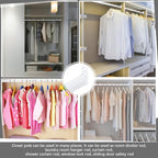 Tandefio Chrome Closet Rod 92 Inch with Oval Closet Rod 6 End Supports for Laundry Room Hanging Clothes Waterproof Shower for Curtains(White)