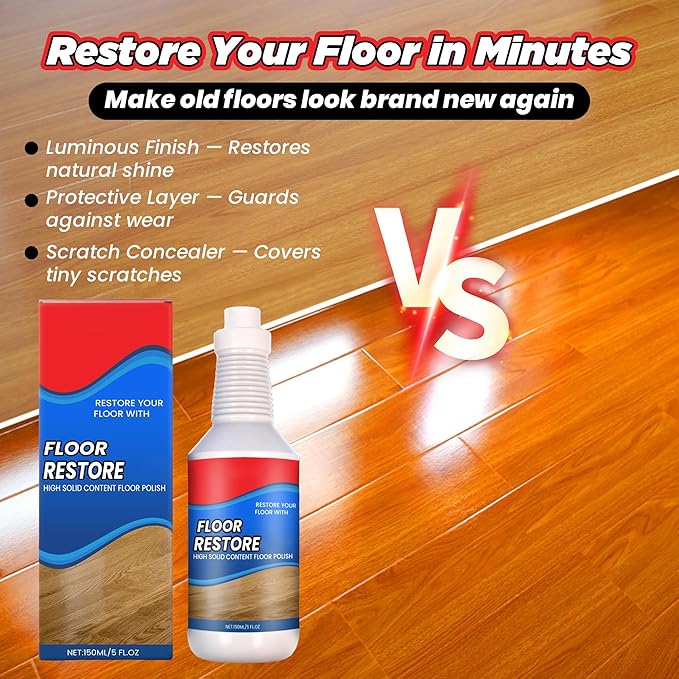 Floor Restore for Wood Floors: Floor Clean Restorer & Polish for Tile, Shine Wood, Laminate, Vinyl, Bamboo - Quick-Drying Flooring Protection Agent (5, 150 ml)