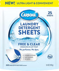 Carbona Laundry Detergent Sheets | Eco-Friendly Washing Detergent | Up to 50 Loads (25 Sheets) | Stain Remover | No Perfume or Dyes | Free & Clear