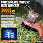 Electric Weed Wacker Cordless Eater Battery Powered, 21V Lightweight Stringless Grass Trimmer/Edger/Brush Cutter, 3 in 1 Weed Trimmer with 2 Battery Operated and Wheels for Yard and Garden