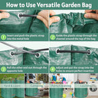 Garden Rake for Leaves with Leaf Bag & Gloves - 65 Inch Adjustable 25 Tines Metal Rake Set with 72 Gallon Reusable Yard Waste Bags for Gardening Lawns Outdoor Camping Shrub Grass Bush