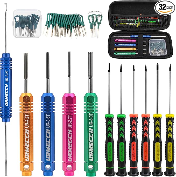 Terminal Removal Tool Kit for Deutsch Connectors, Depinning Tools Electrical Pin Extractor with Magnetic Phillips Screwdrivers 32Pc