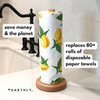 Reusable Paper Towels - 10 Pack - Roll of Washable Cotton Cloth Paper Towels - Paperless Reusable Napkins Cloth Washable - Absorbent + Long Lasting - Zero Waste Products - (Lemon)