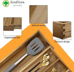 Luxury Acacia Silverware Organizer -Kitchen Drawer Organizer - Utensil Holder and Cutlery Organizer with Grooved Drawer Dividers for Flatware and Kitchen Utensils (5 Slot)