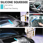 FOSHIO TPU Squeegee 10-Inch Blade with 4 Extension Poles (Extends up to 63 Inches), Anti-Slip Grip Handle Rubber Squeegee Streak-Free Cleaning for Car Windows, Shower Doors, Mirrors, Glass