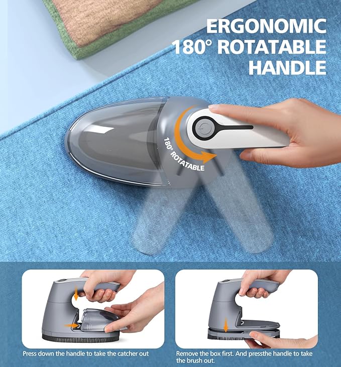 POPCHOSE Fabric Shaver for Clothing, Electric Lint Remover Sweater Shaver to Remove Pilling, Depiller for Clothes, Furniture, Couch, Fuzz with 6-Leaf Blades Extra, Electrostatic Brush