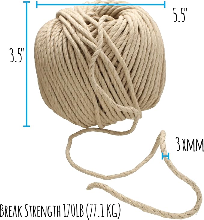 The Beadsmith 100% Hemp Cord – Natural Color – 3mm, 125 Foot Spool, 170LB Test Strength – Twine for Jewelry Making, Macrame, Paper Crafts, Gardening, Scrapbooking, Home Décor, DIY String Art & More