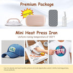 Newbealer Travel Iron with Global Voltage, 100-240V Mini Dry Iron for Clothes (No Steam), Max 300W, 60s Heat Up, 302℉ Non-Stick Ceramic Soleplate, 0.8lbs (Gold with Hard Case)