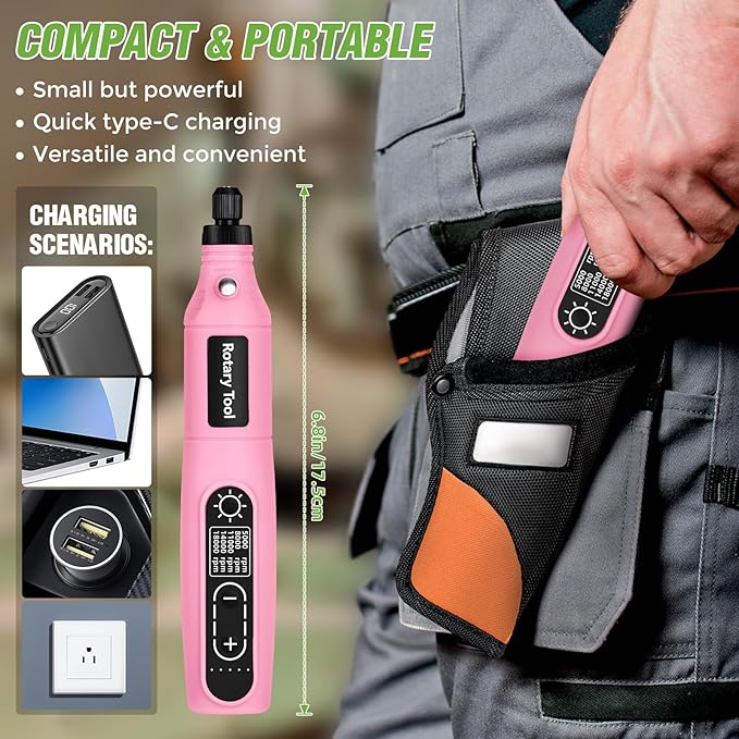 Rotary Tool | 3.7V Cordless Rotary Tool Kit, 2.0Ah Li-ion Battery USB Charging 68 Accessories Power Rotary Tools,5 Speed Mini Rotary Tool Cordless Ideal for Light DIY Projects and Precision Work