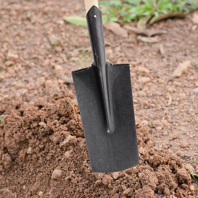 Heavy-Duty Manganese Steel Garden Spade for Digging with Narrow Tip, Thickened Handheld Shovel for Planting and Tree Transplanting in Gardening and Farming