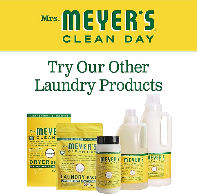 MRS. MEYER'S CLEAN DAY Dryer Sheets, Fabric Softener, Reduces Static, Infused with Essential Oils, Honeysuckle, 80 Count (Pack of 12)