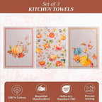Maison d' Hermine Kitchen Towels Set of 3 100% Cotton 27.50" x 20" Reusable Cloth Tea Dish Towels Absorbent with Hanging Loop for Kitchen, Home, Dining, Cocktail Parties (Potiron)
