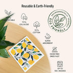 Swedish Dishcloths for Kitchen, Swedish Dish Cloths 5 Pack, Super Absorbent Reusable Paper Towels Washable, Biodegradable, Quick Drying, Dishwasher Safe