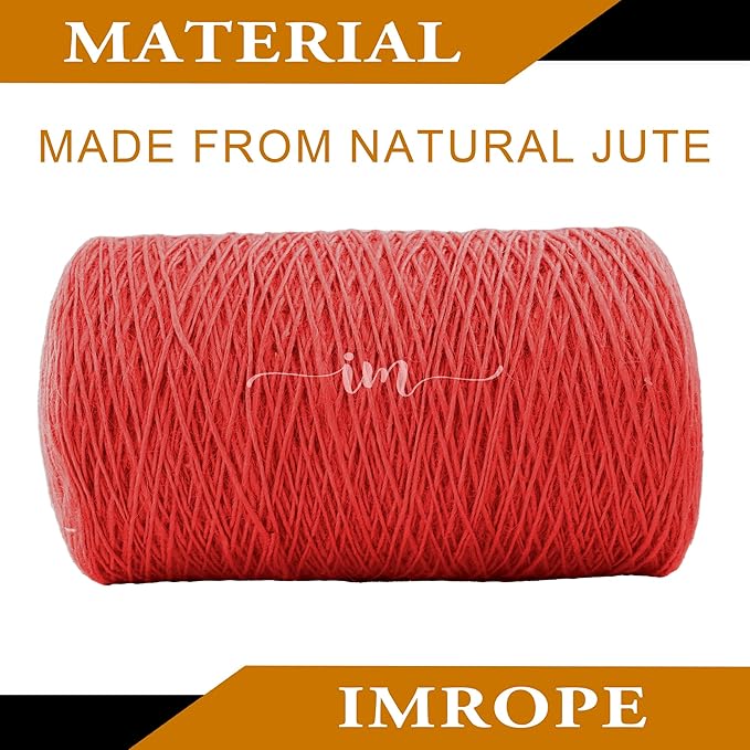 1mm x 3000 Feet Red Jute Rope, Twine for Gardening Tomato Climbing Plant Tie Floristry Crafts Gift Wrapping Packing Decor