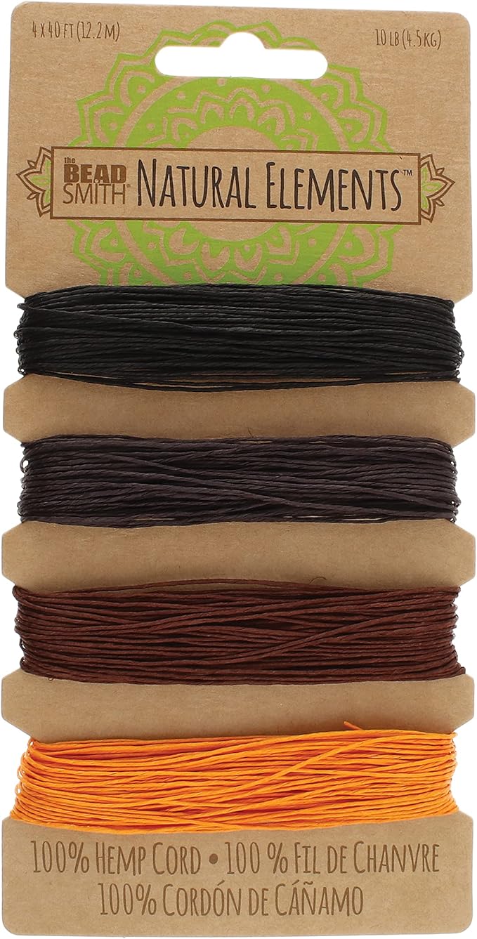 The Beadsmith 100% Hemp Cord – Fall Harvest Colors – .55mm, 40 Foot Spool, 10LB Test Strength – Twine for Jewelry Making, Macrame, Paper Crafts, Scrapbooking, Home Décor, DIY String Art & More