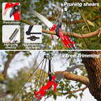 Suchtale Manual Pole Saw, Pruning Saw, Tree Pruner with Steel Blade & Scissors, Tree Trimmer for High Branches,Palms and Shrubs, 14FT Extendable Long Handle Limb Cutter, Yard Garden Branch Trimming