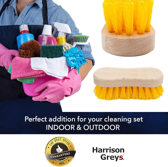 Stiff Bristle Brush - Scrub Brush for Deep Cleaning, Hand Brush with Hard Bristles, Utility Nylon Brush for Indoor and Outdoor, Wooden Boot Hand Scrubber, Scrubbing Brush Heavy Duty