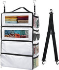 Suitcase Organizer, Carry on Closet Luggage Organizers Accessories for Travel, Foldable and Hangable Portable Hanging Travel Shelves with a Shoulder Strap to Use As a Travel Backpack Large, White