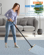 Carpet Rake for Pet Hair Removal, Reusable Dog Hair Remover with 47" Handle, Pet Hair Removal Tool with Innovative Metal Edge Design for Carpets, Rugs, Stairs, Pet Tower & Hard-to-Reach Places