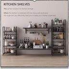 4NM No-Assembly Folding Bookshelf Storage Shelves 4 Tiers Vintage Bookcase Standing Racks Study Organizer Home Office (Gray Black)