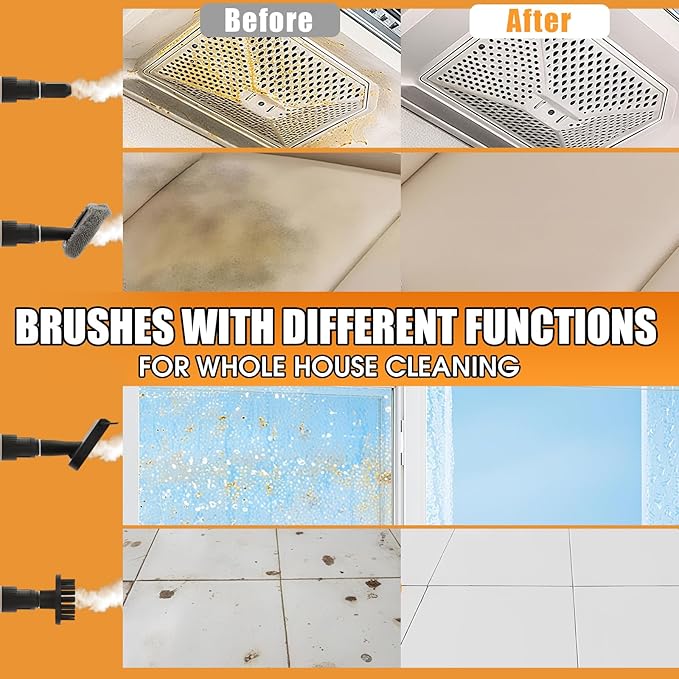 Handheld Steam Cleaner 1200ML Large Capacity Steamer for Cleaning, 6-Level Handle Remote Control Steamer, High Pressure Steam Cleaner for Home, Kitchen, Car, Windows - 12 Attachments Cleaning Tools