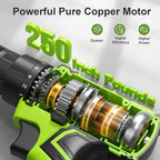 Cordless Drill Set,12V Power Drill Driver 3/8" Keyless Chuck with 92 Acessories, Built-in LED Light, 25+1 Position, Electric Drill for Home DIY Projects (Green)